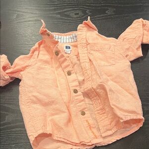 Janie and Jack coral linen Button-Up Kids Shirt